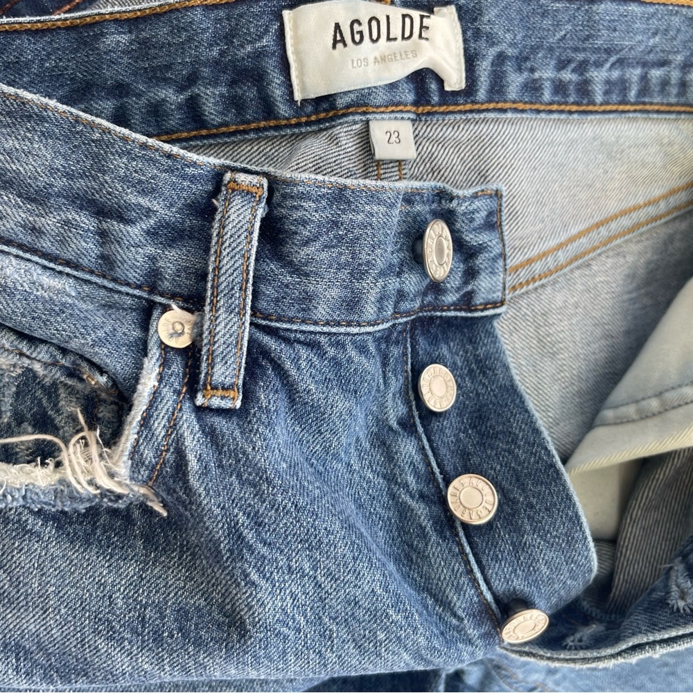 Agolde Riley Straight Crop Buttonfly Jeans Size 23 - Picture 6 of 8